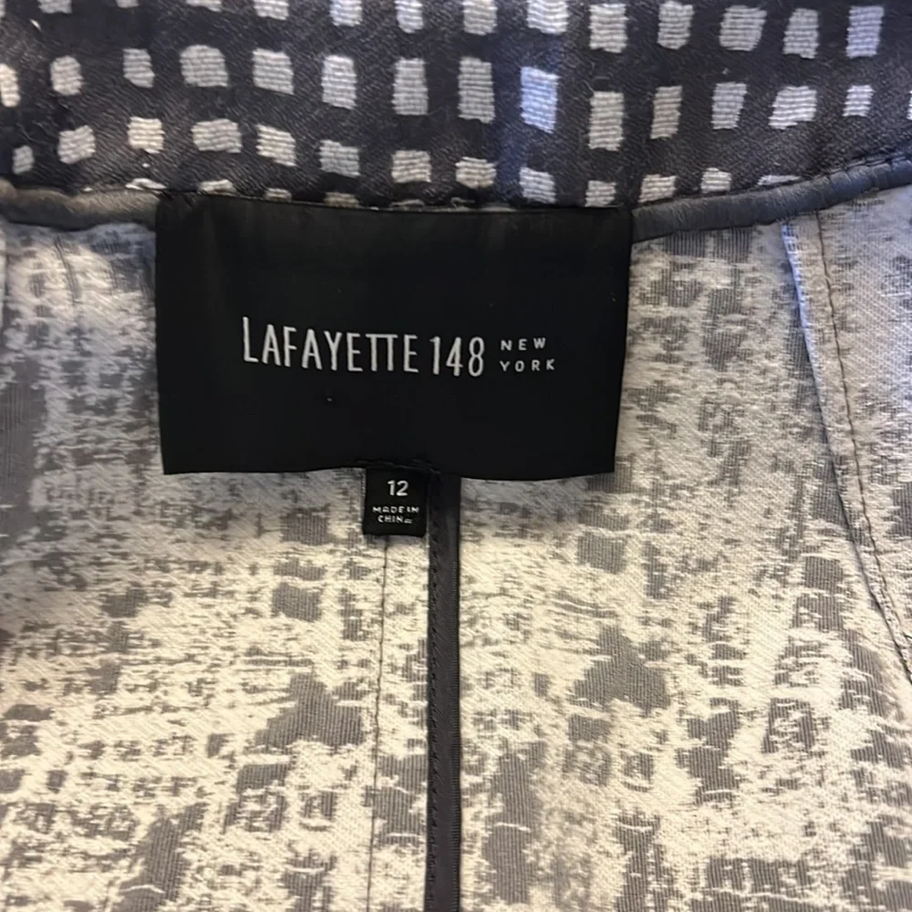 Lafayette 148 New York Gray Zip Front Jacket Size 12
